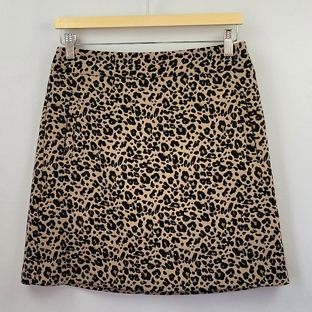 LOFT Leopard Print A-Line Mini Skirt w/ Pockets Size 4